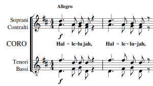 Esempio di coro a 4 voci su due righi